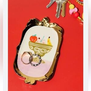 🍒Urban Outfitters Gold Framed Dish with Fruit Bowl Pattern